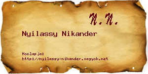 Nyilassy Nikander névjegykártya